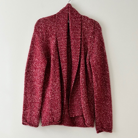 St John's Bay Red White Marled Open Shawl Cardigan - Picture 1 of 16